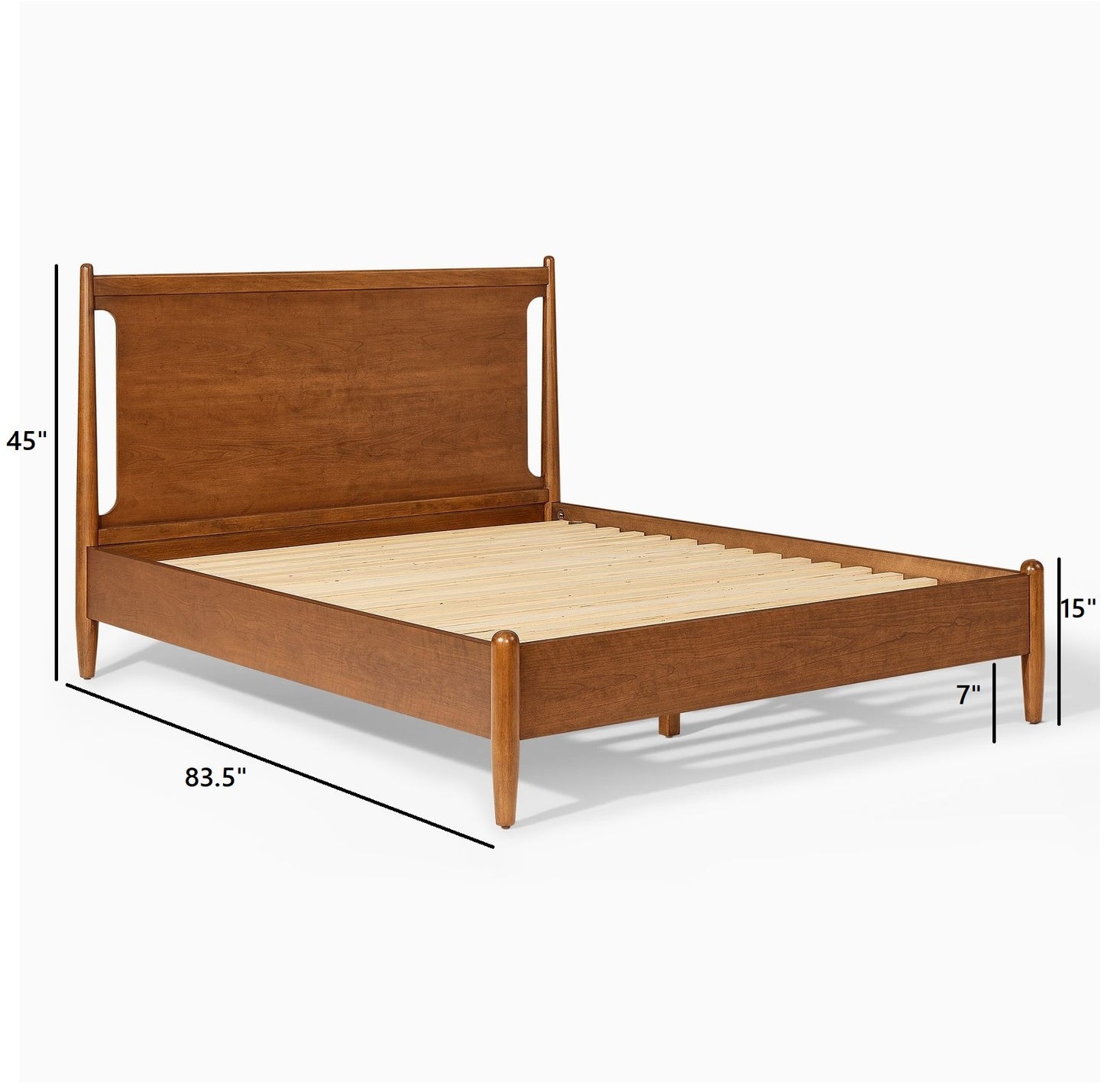 Haveli Classic Bed |Mid Century Design | Solid Wood |Mango Wood | Honey Finish | Without Storage | King Size & Queen Size | Bedroom Furniture