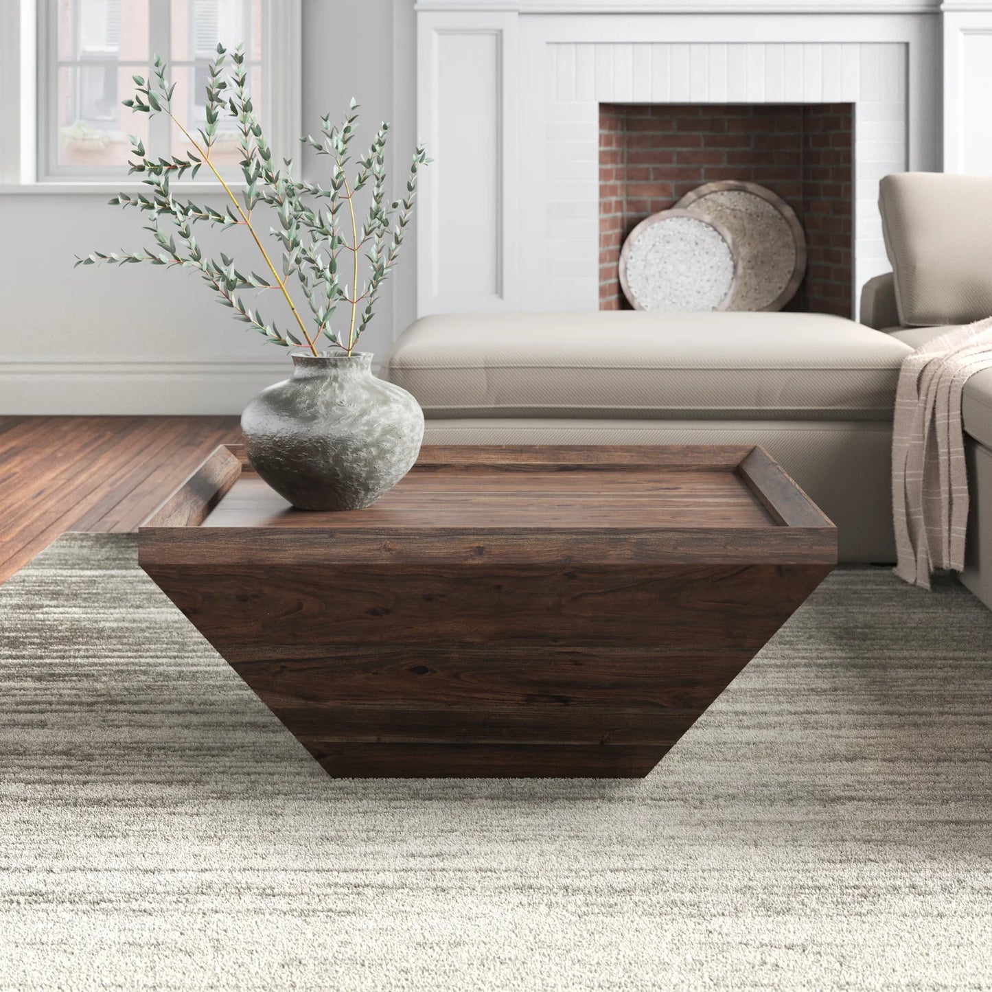 Henry Acacia Wood Coffee Table | Square Top | Polygon Structure