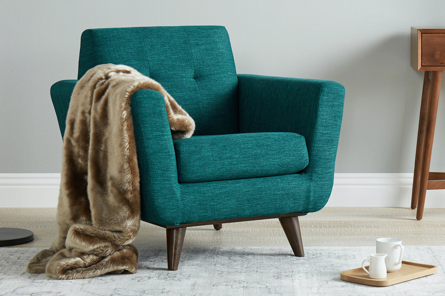 Hughes Armchair For Living Room | Premium Upholstery | Solid Wood Frame