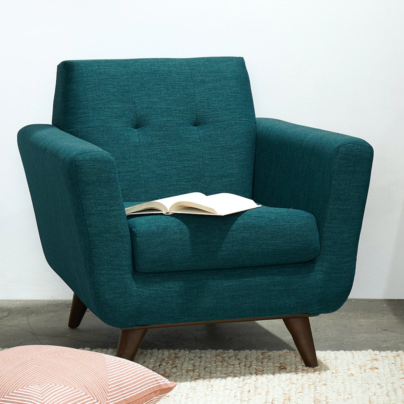 Hughes Armchair For Living Room | Premium Upholstery | Solid Wood Frame