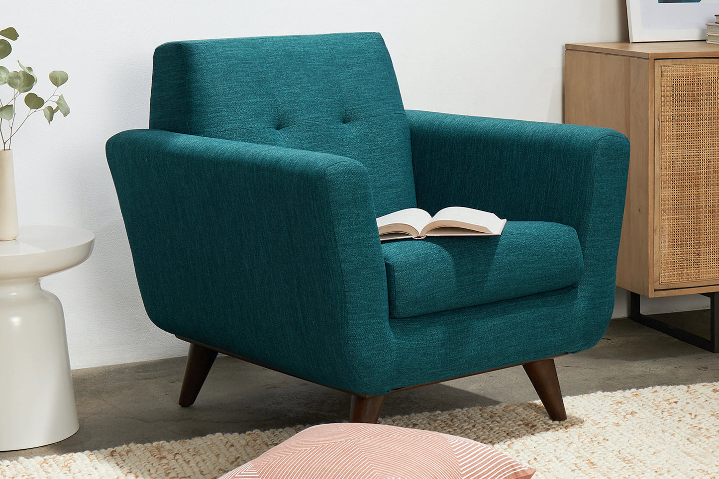 Hughes Armchair For Living Room | Premium Upholstery | Solid Wood Frame