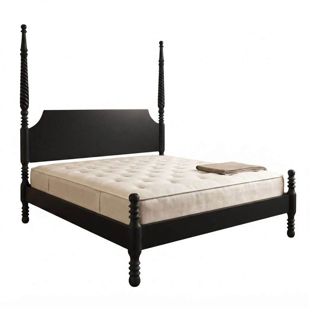 Florya Poster Bed in Acacia Wood |Natural Finish | King Size & Queen Size | Solid Wood