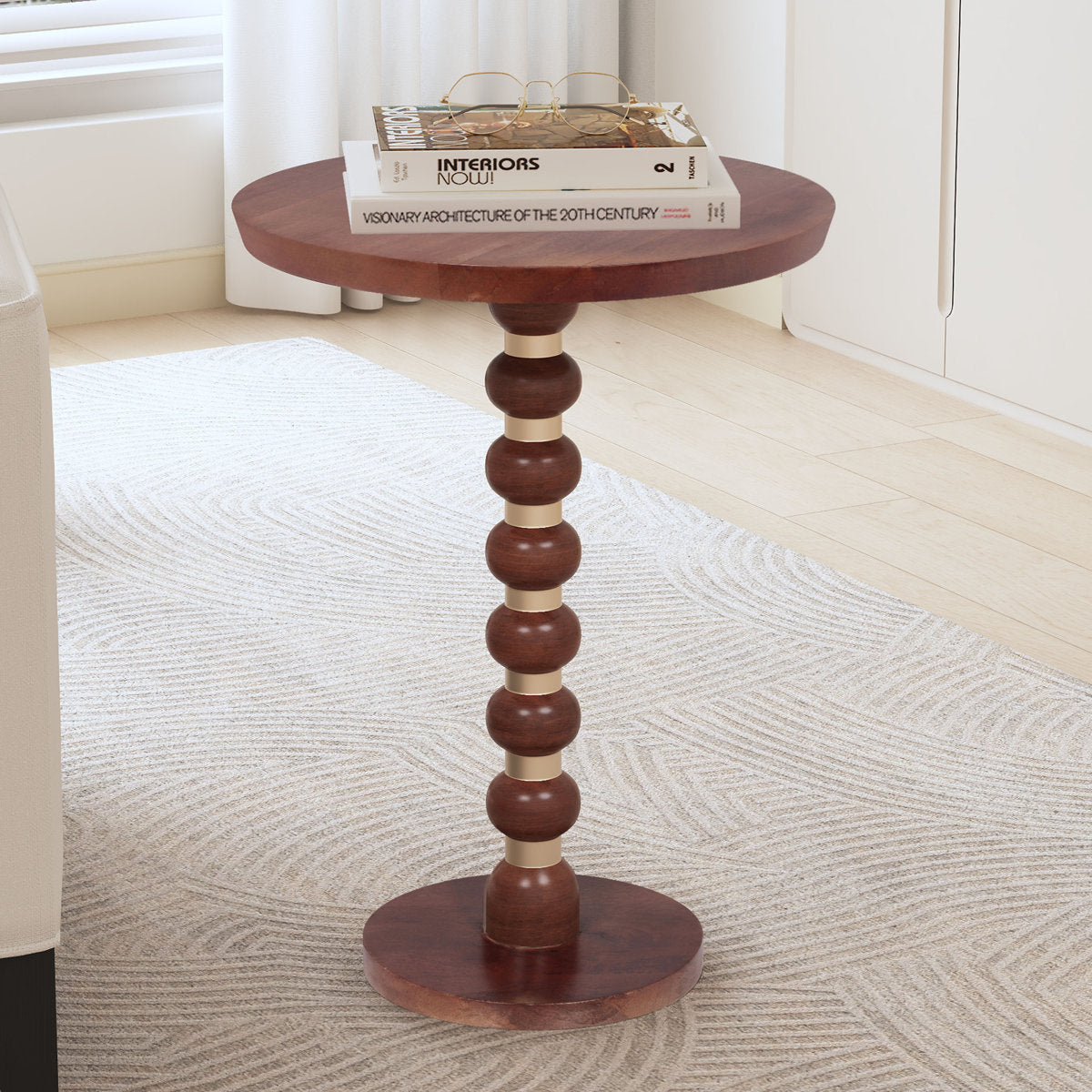 Lemmi solid Wood Spindle Round Accent Table
