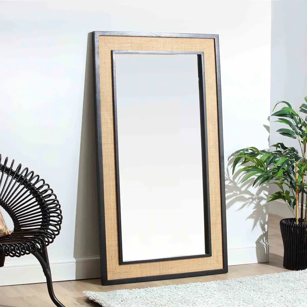 Ikanti Rattan Mirror | Solid Wood Frame | Rattan Design