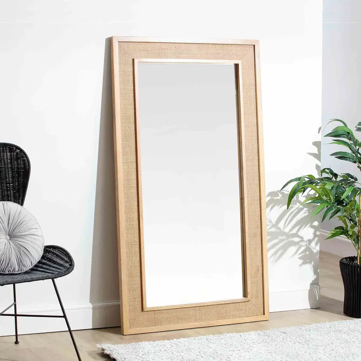 Ikanti Rattan Mirror | Solid Wood Frame | Rattan Design