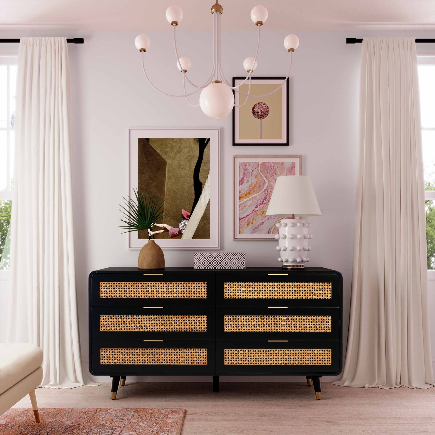 Lucia Chest of Drawers in Rattan & Solid Wood For Storage in Home