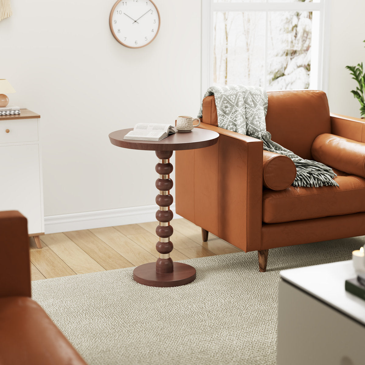 Lemmi solid Wood Spindle Round Accent Table