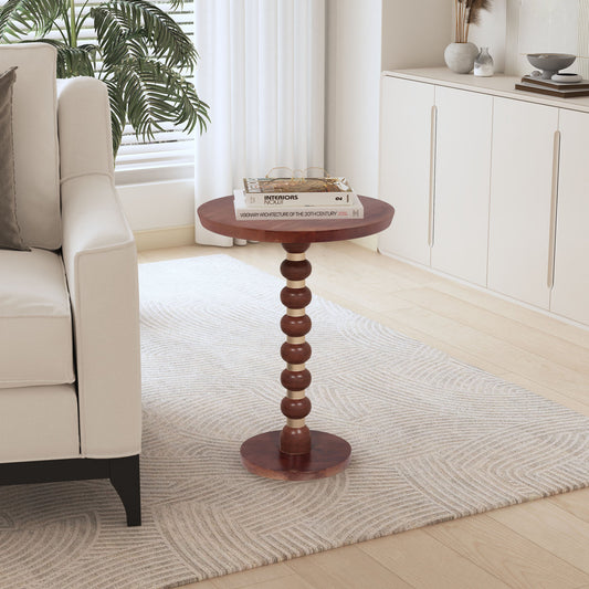 Lemmi solid Wood Spindle Round Accent Table