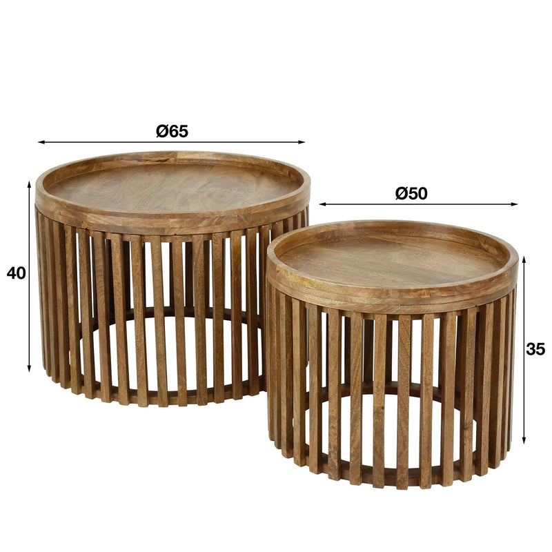 Leore Solid Wood Coffee Table Set of 2