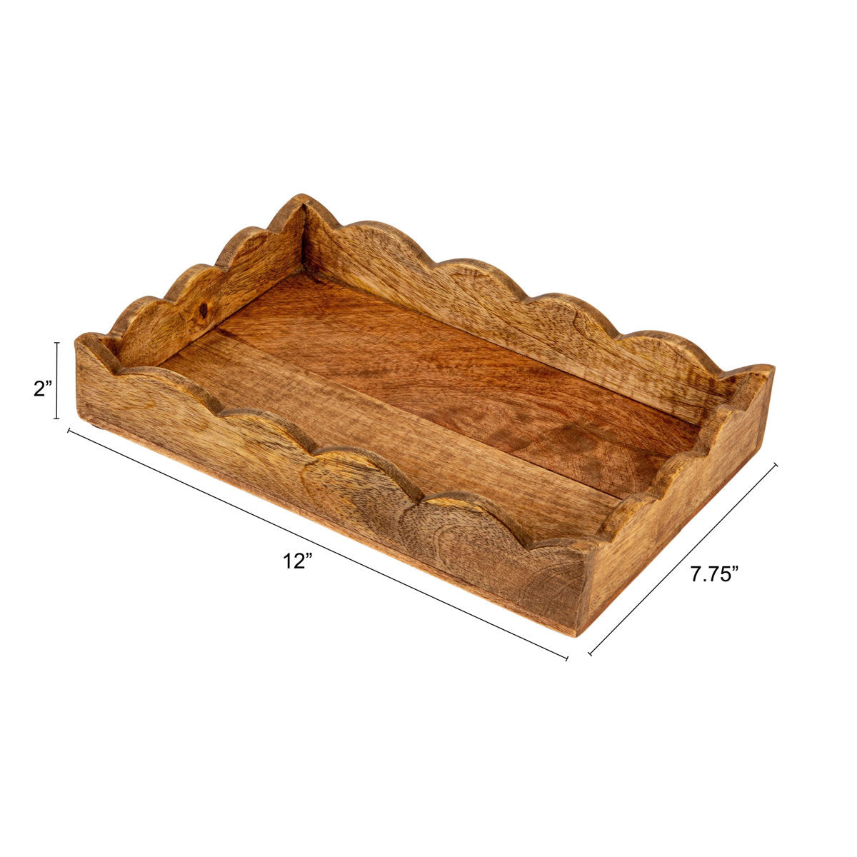 Mango Wood Scalloped Tray, Natural