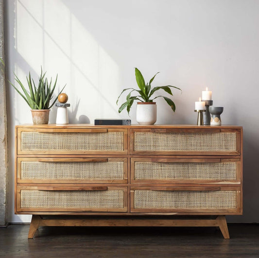 Myra Rattan Chest of Drawers- Wide