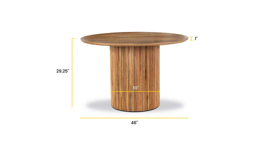 Natural Mango Solid Wood Round Dining Table