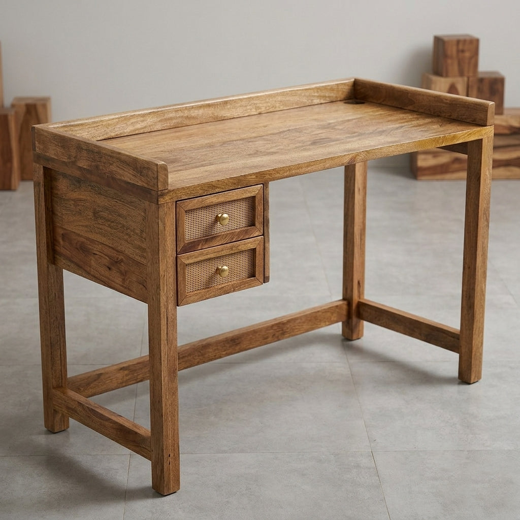 Naturalist Writing Desk in Solid Wood | Natural Finish | Chuk Chuk Villa