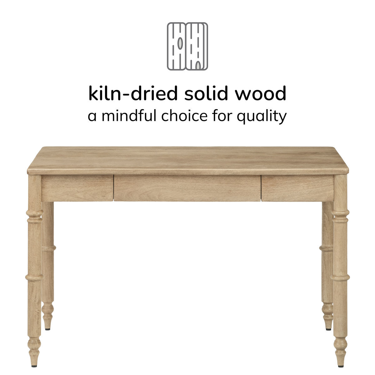 Orleans Writing Desk in Solid Wood | Natural Finish| Mango Wood | Satin Matt Finish