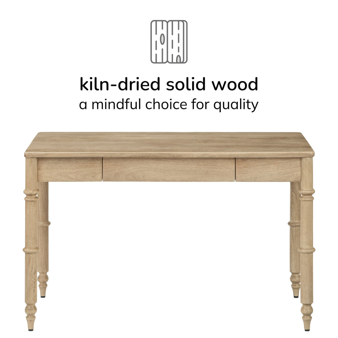 Orleans Writing Desk in Solid Wood | Natural Finish| Mango Wood | Satin Matt Finish