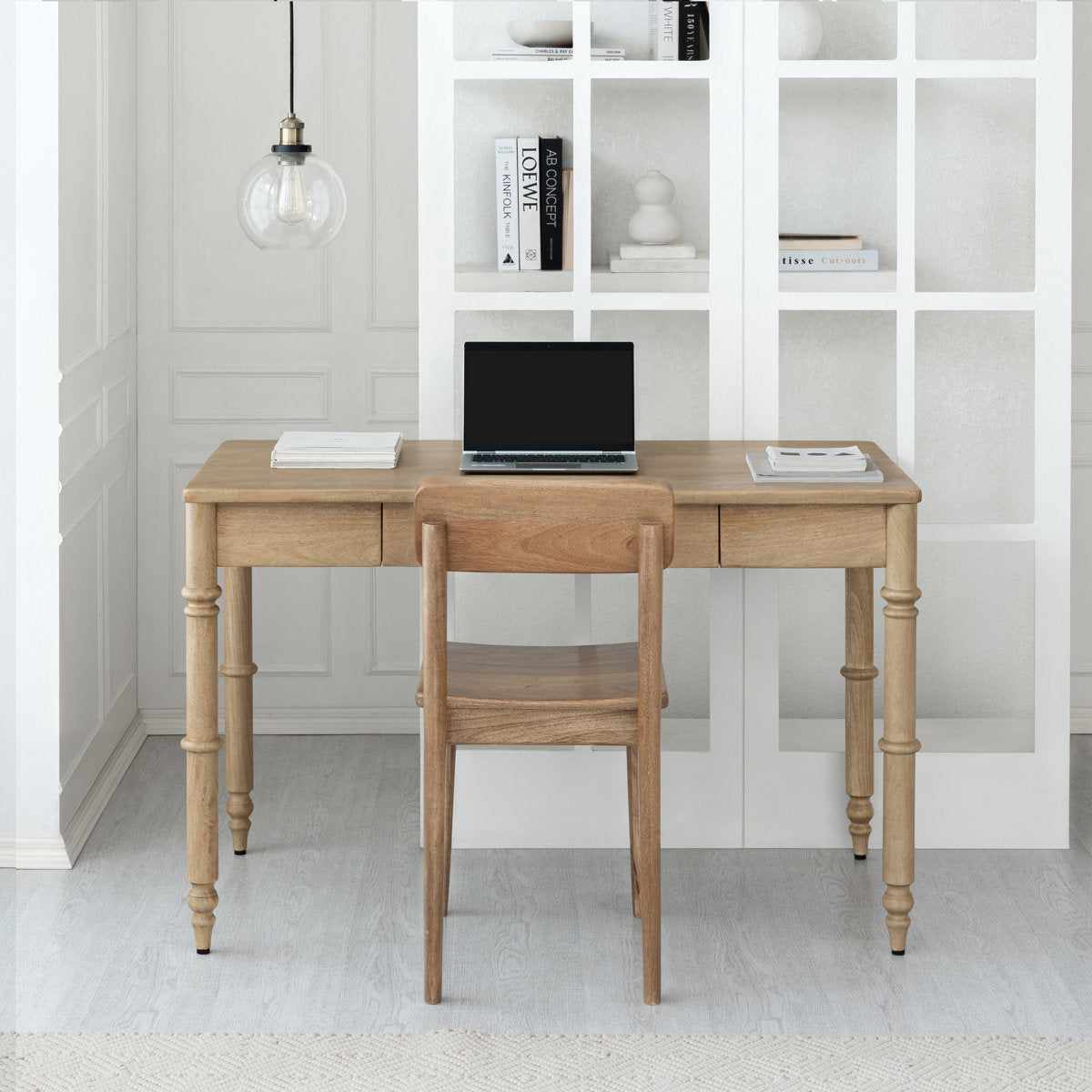 Orleans Writing Desk in Solid Wood | Natural Finish| Mango Wood | Satin Matt Finish