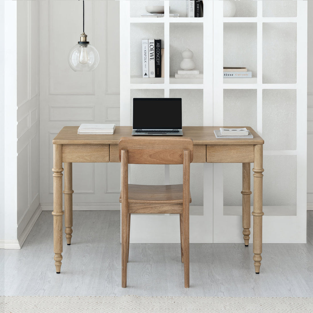 Orleans Writing Desk in Solid Wood | Natural Finish| Mango Wood | Satin Matt Finish