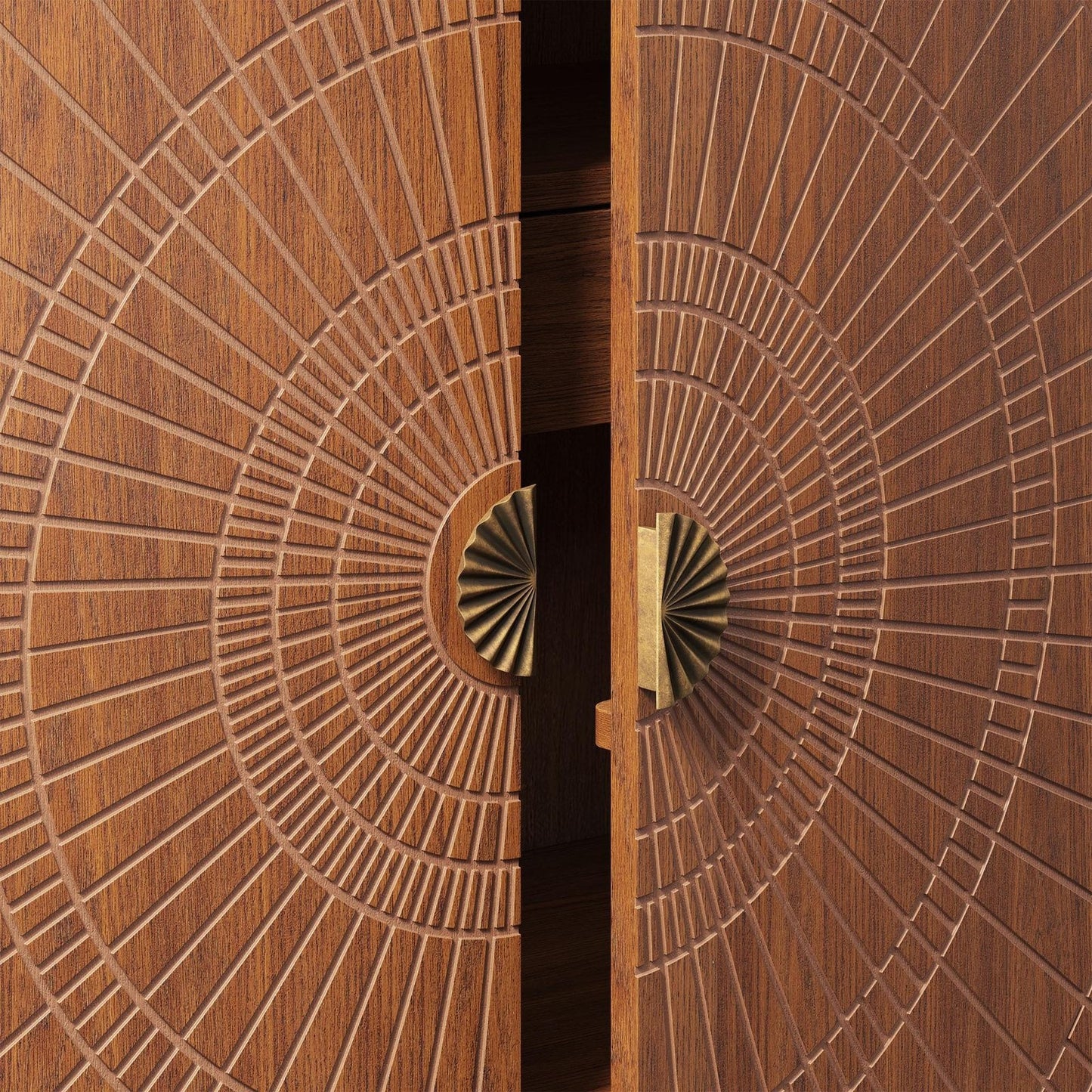 Rajwada Sunburst Bar Cabinet | Mango Wood | Honey Finish | Solid Wood | Drinks Cabinet