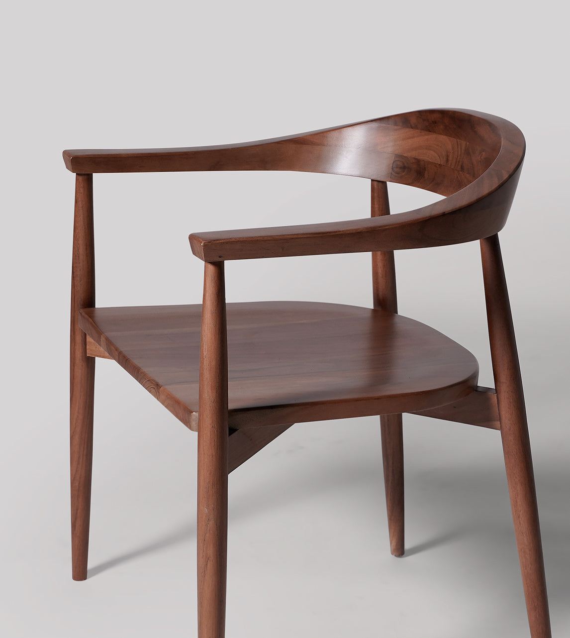 Solid Wood Chair For Desk With Round Backrest