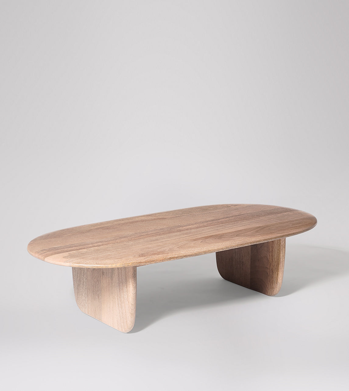 Stratton Mango Wood Coffee Table | Solid Wood |Curved Edge | Oval Design | Living Room Table
