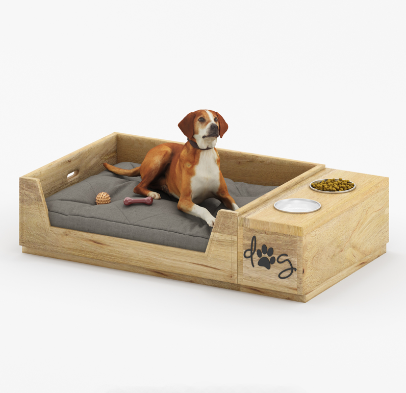 PawHaven Bed & Dine Station in Solid Wood