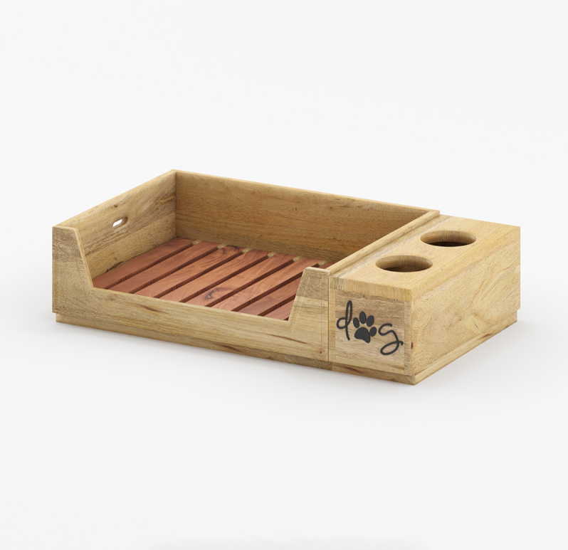 PawHaven Bed & Dine Station in Solid Wood