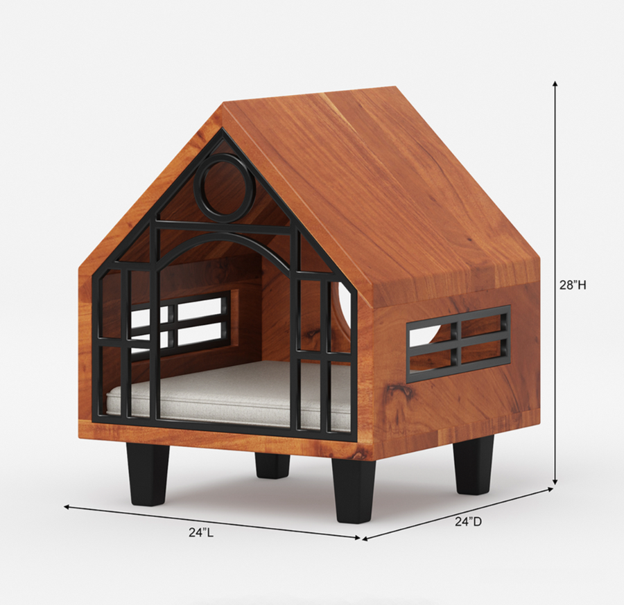 The Bark & Meow Hut in Solid Wood