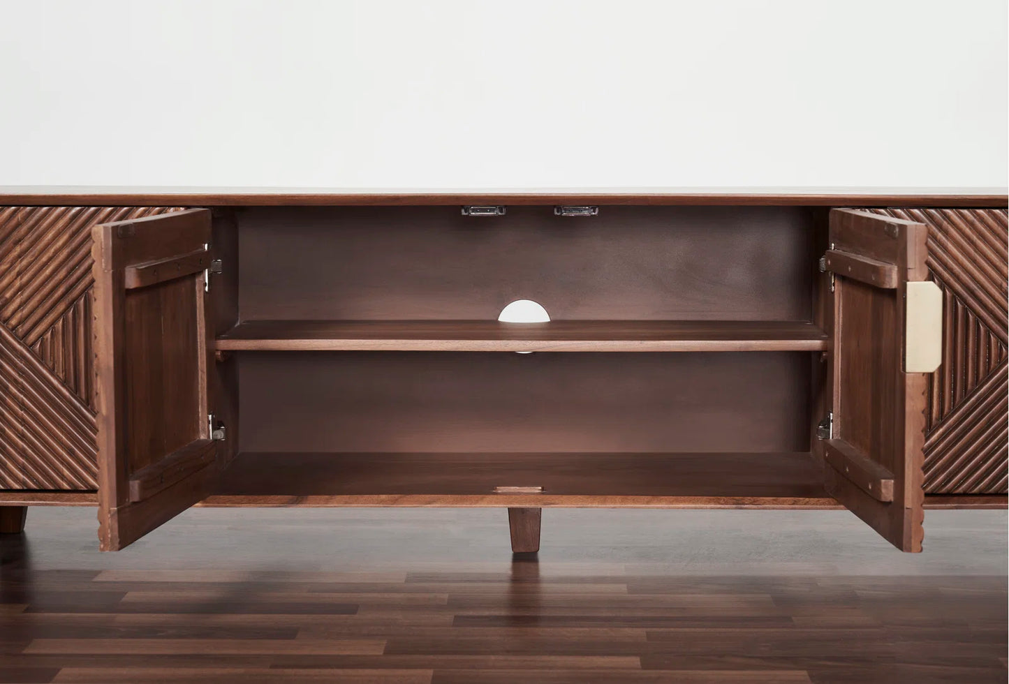 Shaurya TV Unit | Sheesham Wood | Solid Wood | Walnut Finish |Living Room Furniture Flute Design
