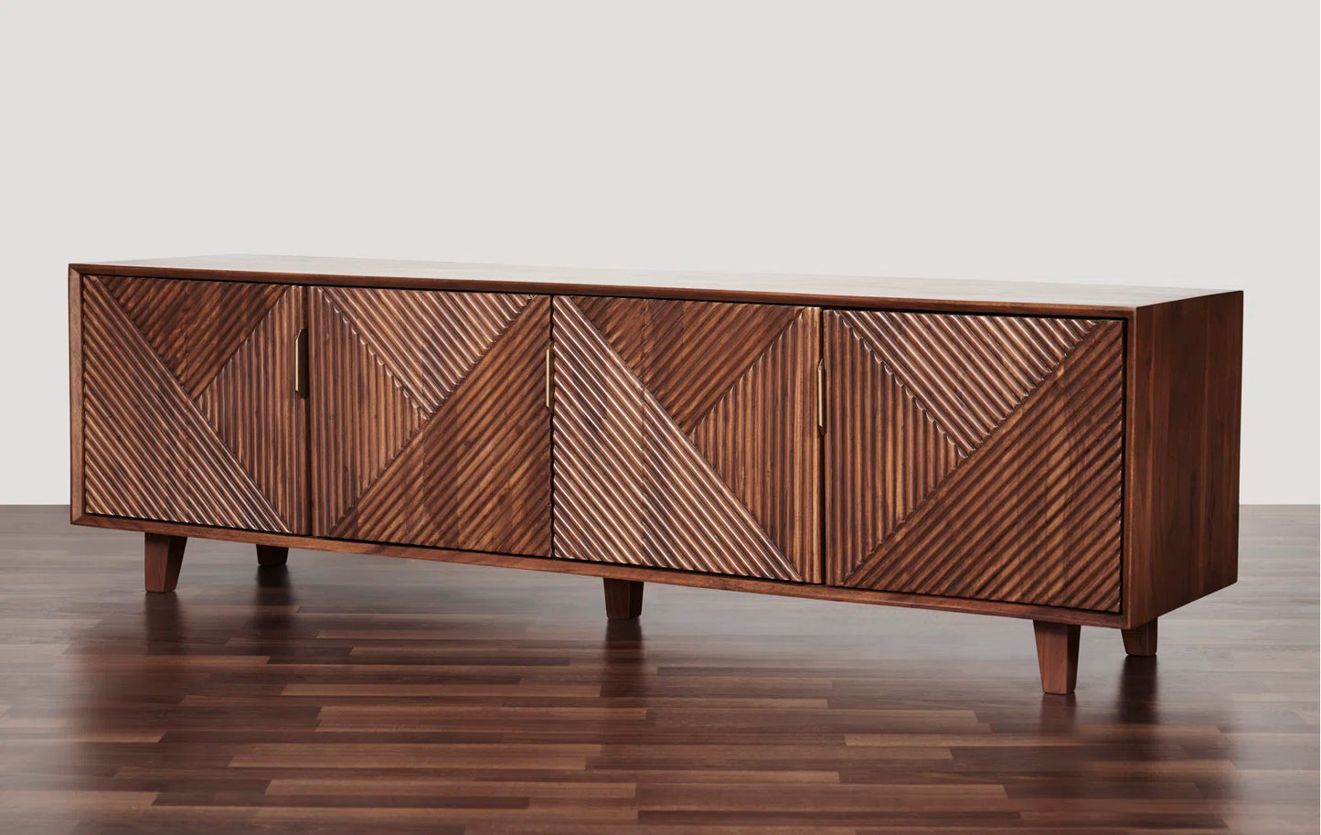 Shaurya TV Unit | Sheesham Wood | Solid Wood | Walnut Finish |Living Room Furniture Flute Design
