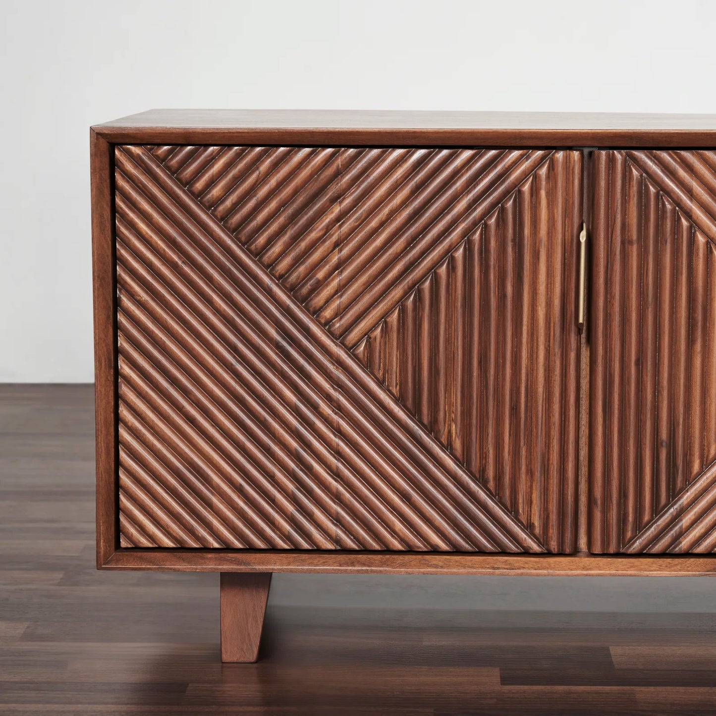 Shaurya TV Unit | Sheesham Wood | Solid Wood | Walnut Finish |Living Room Furniture Flute Design