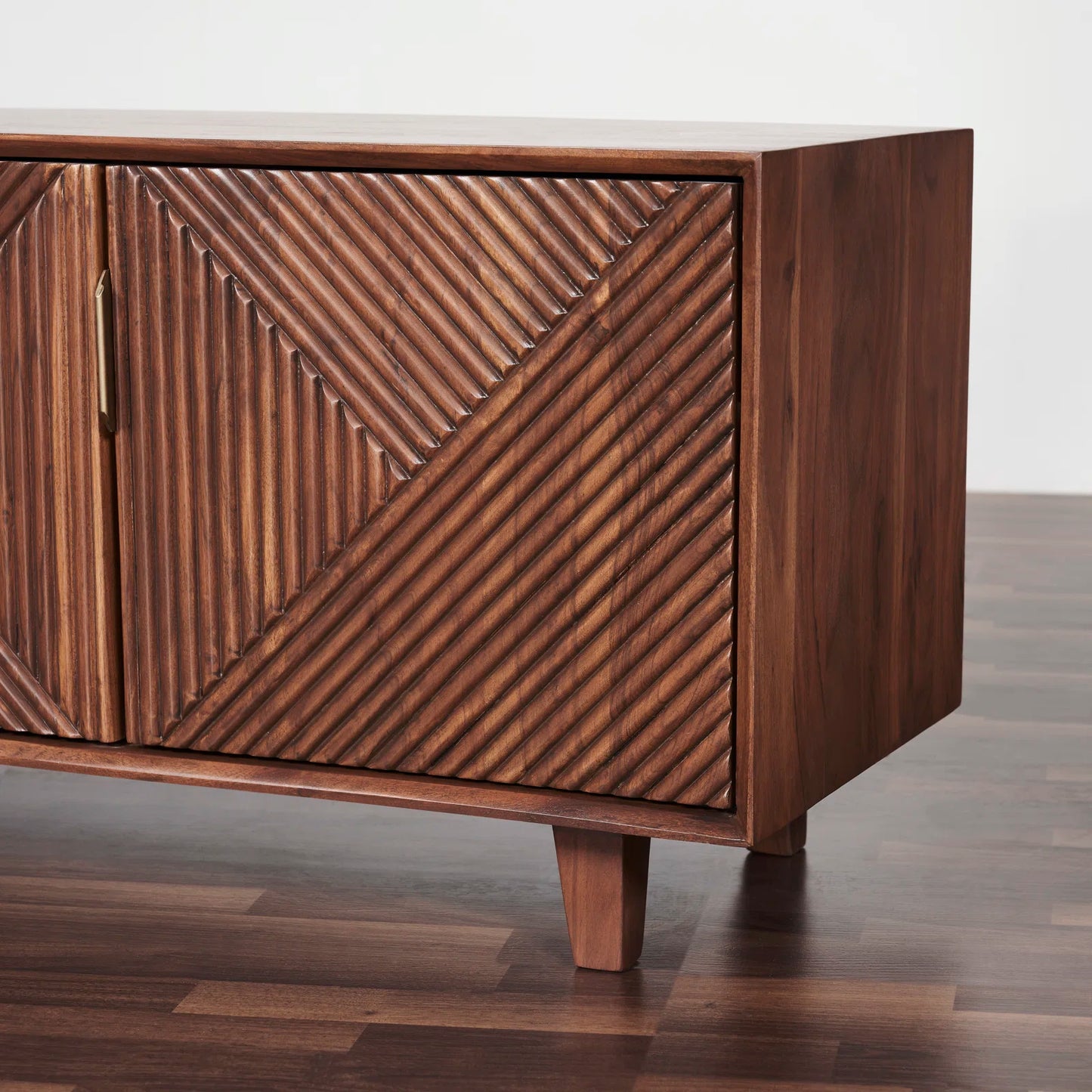 Shaurya TV Unit | Sheesham Wood | Solid Wood | Walnut Finish |Living Room Furniture Flute Design
