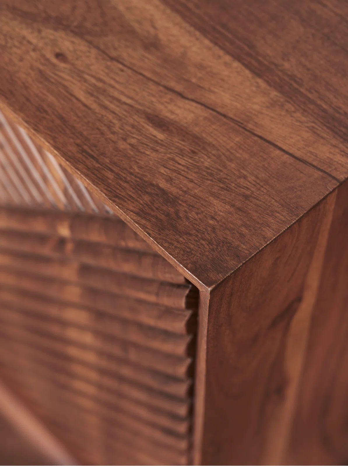Shaurya TV Unit | Sheesham Wood | Solid Wood | Walnut Finish |Living Room Furniture Flute Design