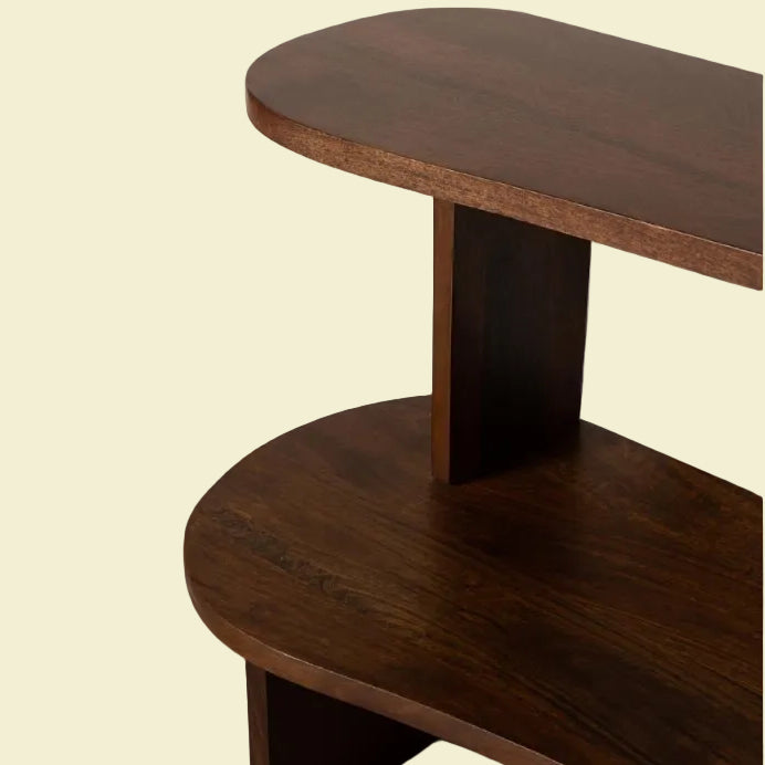 Shelf Console 2 Level Console Table in Acacia Wood | Walnut Finish | Solid Wood