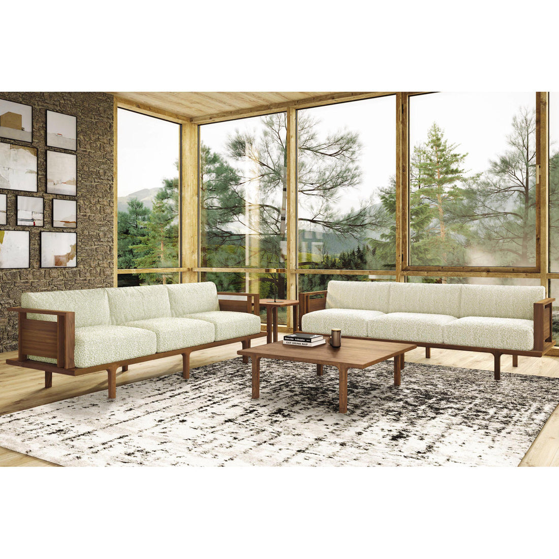 Sierra 3 Seater Upholstered Sofa in Solid Wood frame For Living Room