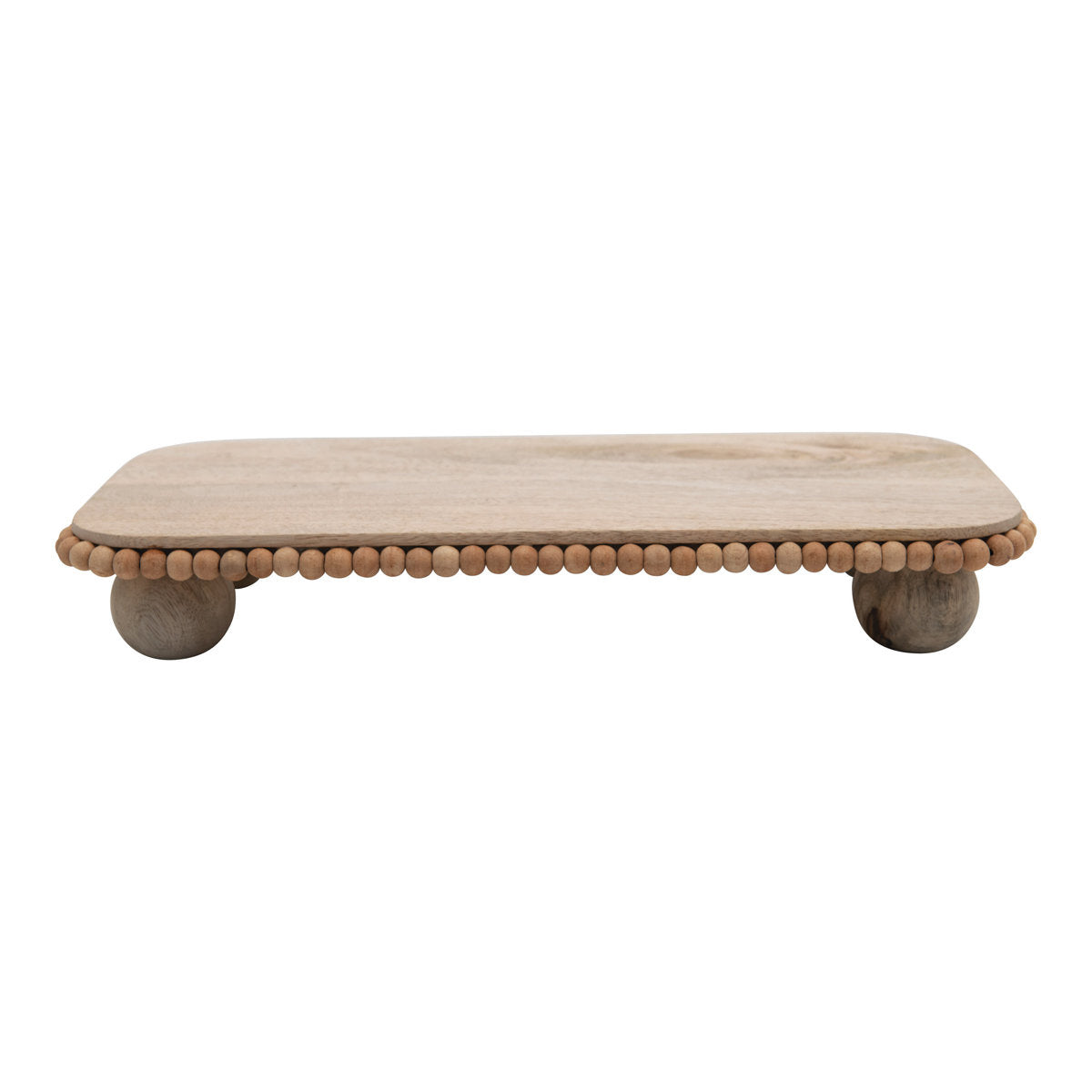 Rectangular Solid Wood Tray Beading Edge - 16" |Natural Finish