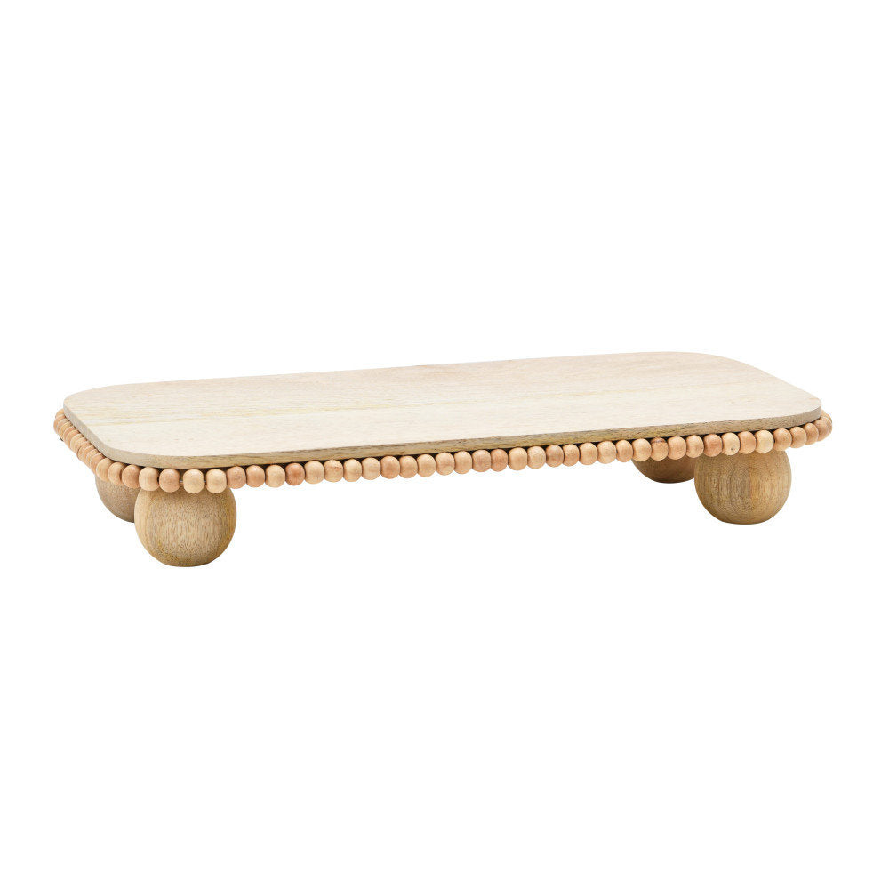 Rectangular Solid Wood Tray Beading Edge - 16" |Natural Finish