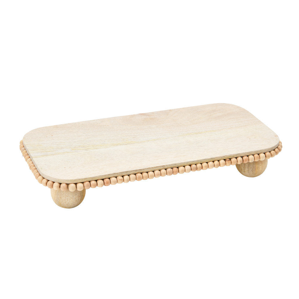 Rectangular Solid Wood Tray Beading Edge - 16" |Natural Finish