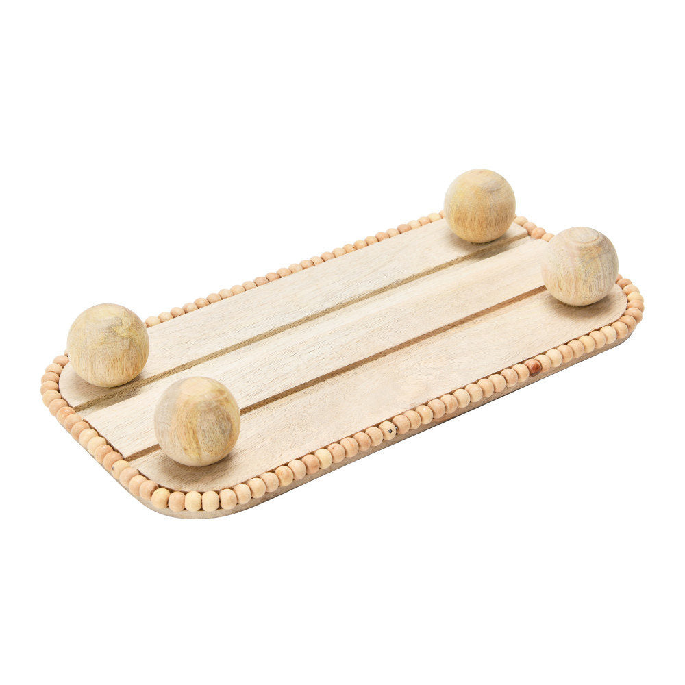 Rectangular Solid Wood Tray Beading Edge - 16" |Natural Finish