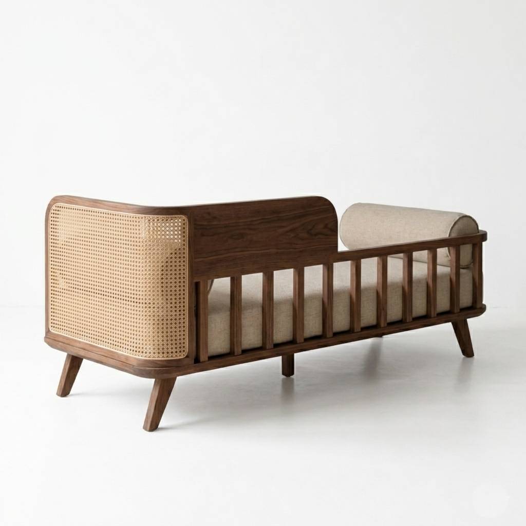 Goa Daybed in Solid Wood & Rattan