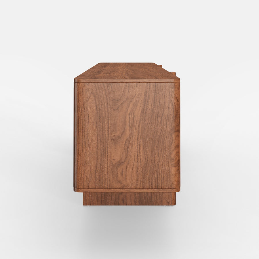 Stylish TV Cabinet with Acacia Wood Doors & Walnut Body – 4 Storage Compartments