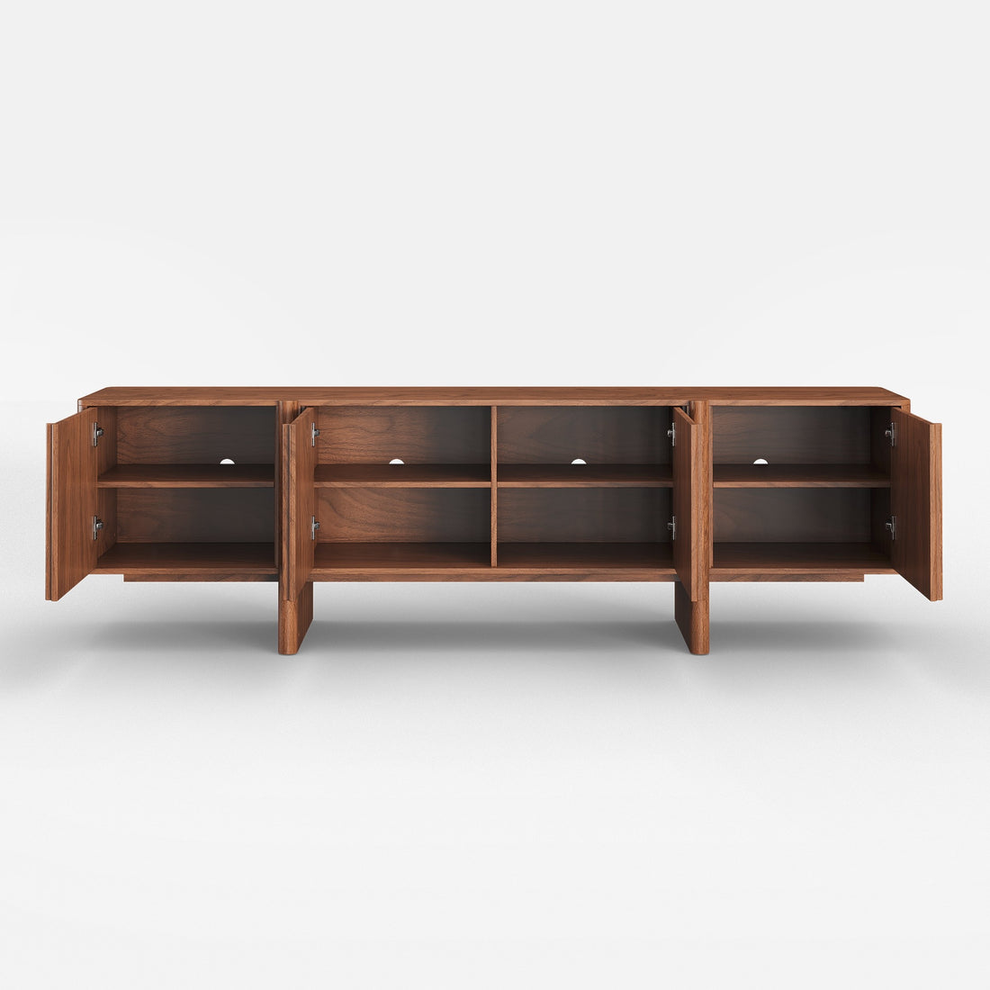Stylish TV Cabinet with Acacia Wood Doors & Walnut Body – 4 Storage Compartments