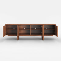 Stylish TV Cabinet with Acacia Wood Doors & Walnut Body – 4 Storage Compartments