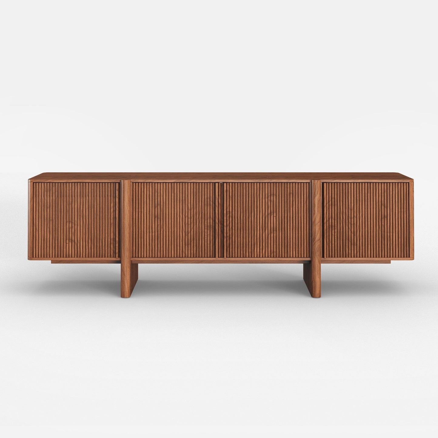 Stylish TV Cabinet in Acacia Wood  | 4 Storage Compartments | Honey Finish