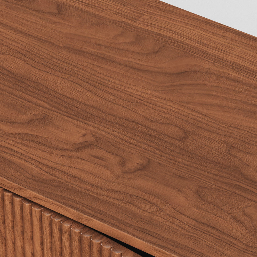 Stylish TV Cabinet with Acacia Wood Doors & Walnut Body – 4 Storage Compartments