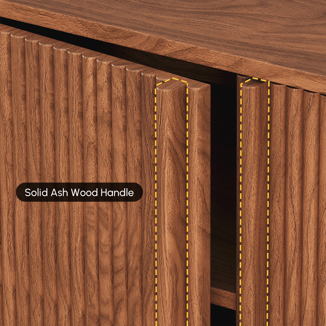 Stylish TV Cabinet with Acacia Wood Doors & Walnut Body – 4 Storage Compartments