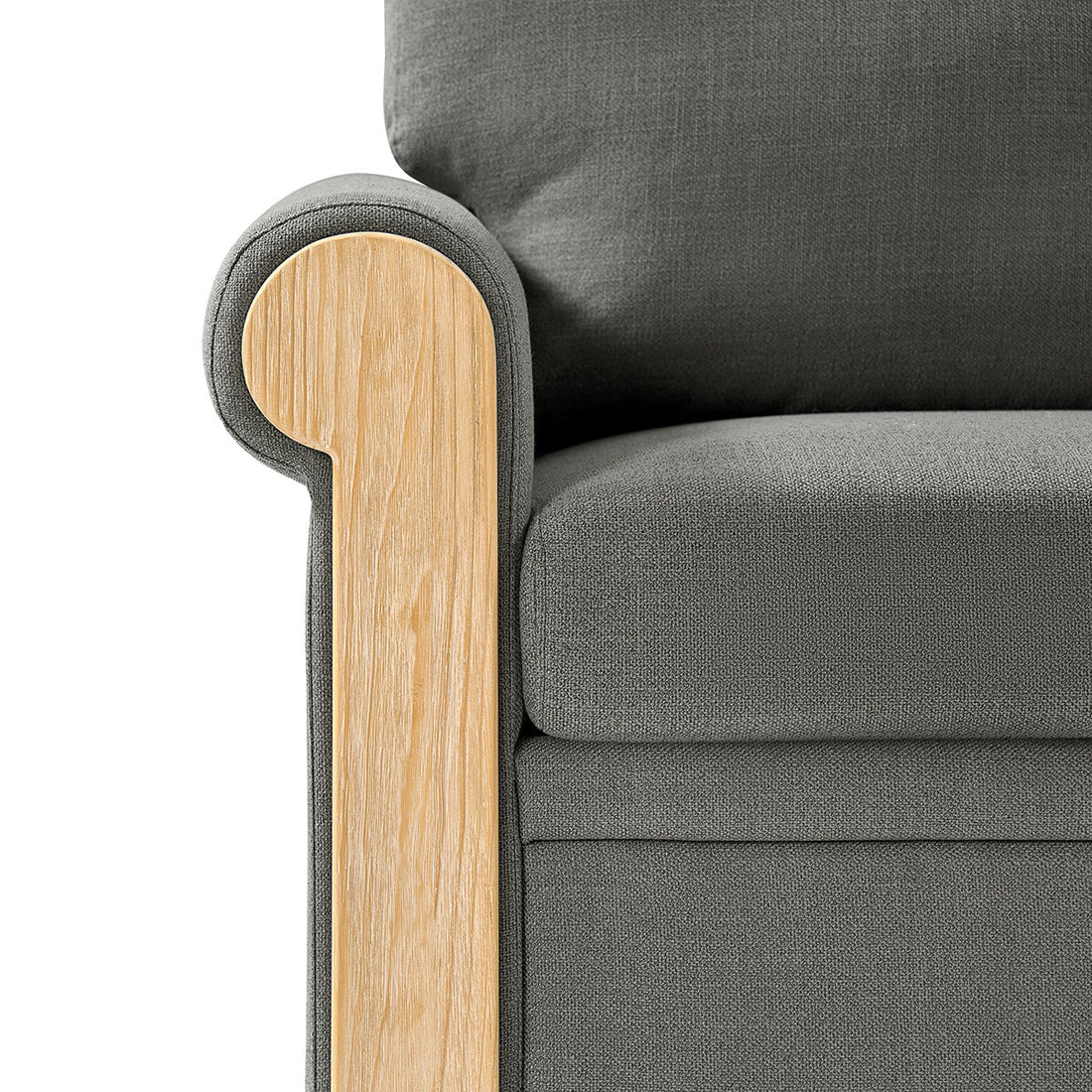 Terren 3 Seater Farmhouse Striped Sofa With Rolled Arm and Solid Wood Spindle Legs