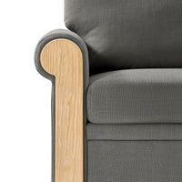 Terren 3 Seater Farmhouse Striped Sofa With Rolled Arm and Solid Wood Spindle Legs