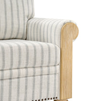 Terren 3 Seater Farmhouse Striped Sofa With Rolled Arm and Solid Wood Spindle Legs