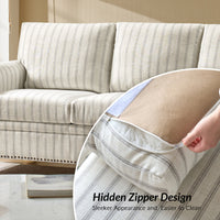 Terren 3 Seater Farmhouse Striped Sofa With Rolled Arm and Solid Wood Spindle Legs