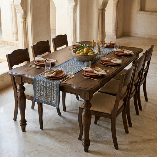 The Sanjhi Dining Set – Handcrafted Solid Mango Wood
